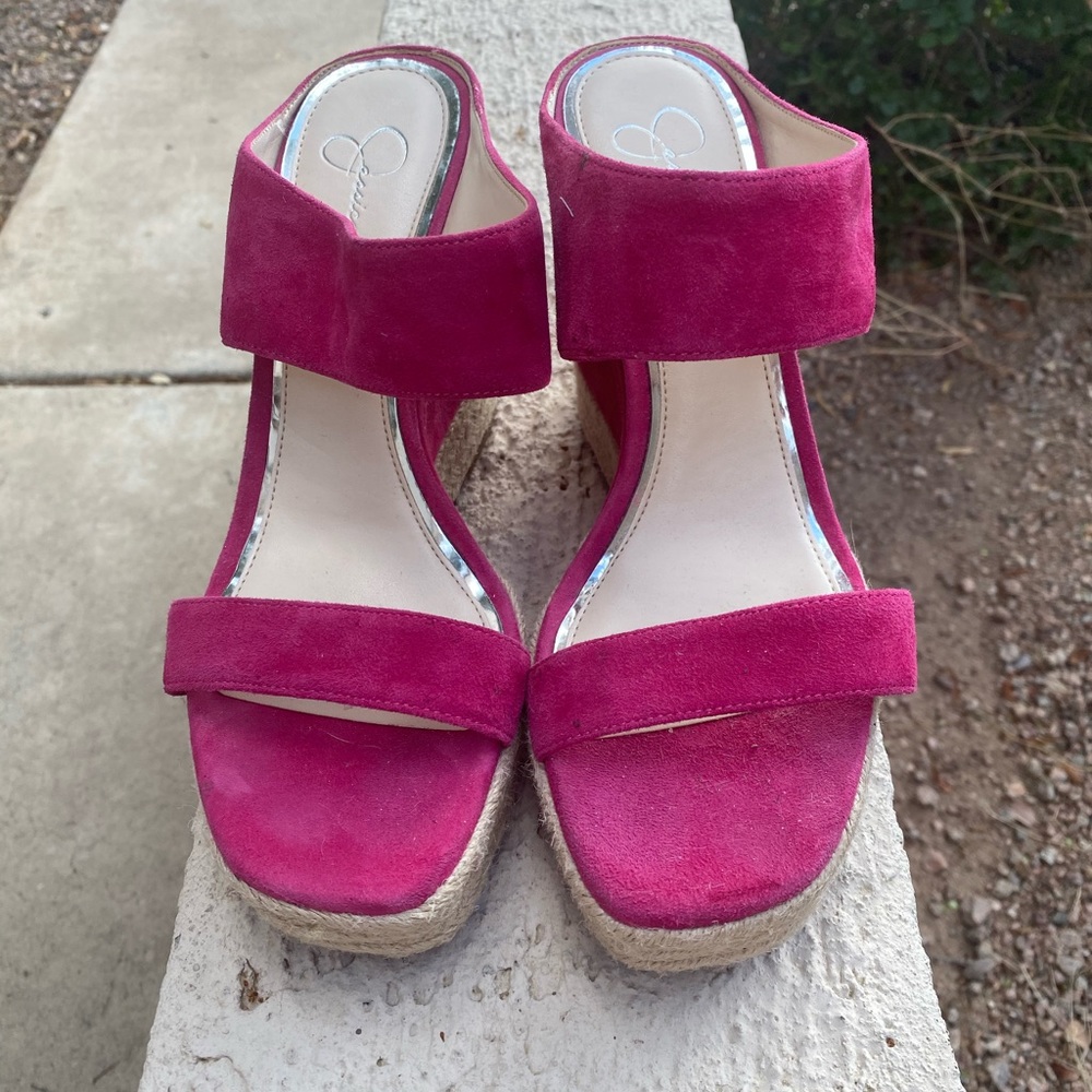 Suede Pink Platform Sandal Wedges